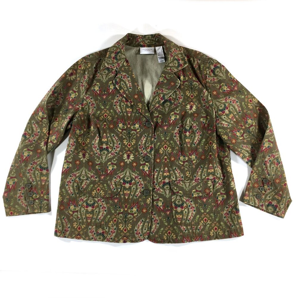 Liz Claiborne Floral Jacket Womens Size 1X Cotton